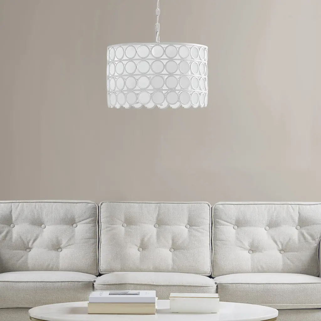 Glass Drum Shade Chandelier with 4 Lights