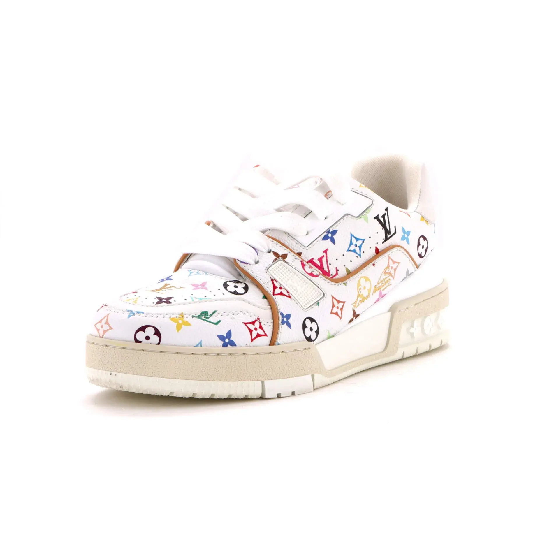 Pre-owned Louis Vuitton x Takashi Murakami Men's LV Trainer Sneakers Monogram Multicolor Leather by Rebag