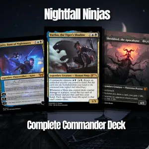 Nightfall Ninjas MTG Commander Deck | 100 Card EDH Proxy Set + Tokens | Custom Fantasy Art