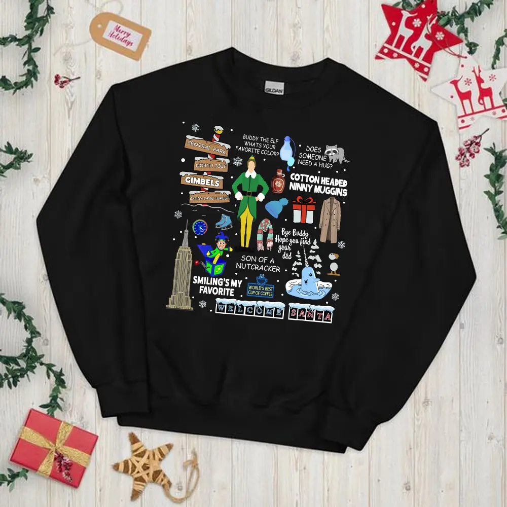Buddy Elf Christmas Sweatshirt Hoodie Tshirt, Christmas Movies Sweatshirt, Christmas Gifts