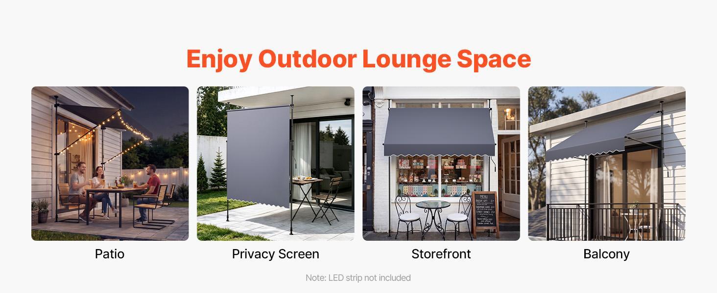 VEVOR Sturdy Manual Retractable Awning, 78" Polyester Parasol Canopy Sun Protection Shelter, Height-Adjustable with Crank Handle for Backyard, Garden - Canopies & Shade Retractable Roof Parasol#BackToSchool