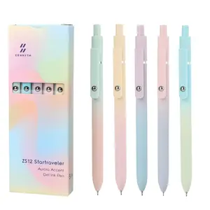 Quick Dry Black Gel Ink Pen Fine Point 0.7mm Retractable with Gradient Color Barrel Soft Silicone Grip Detachable Design for Note Taking Silent Click Pen Set 5 10 20pcs practice exam fun office cool stuff Colorful Comfort rainbow hand