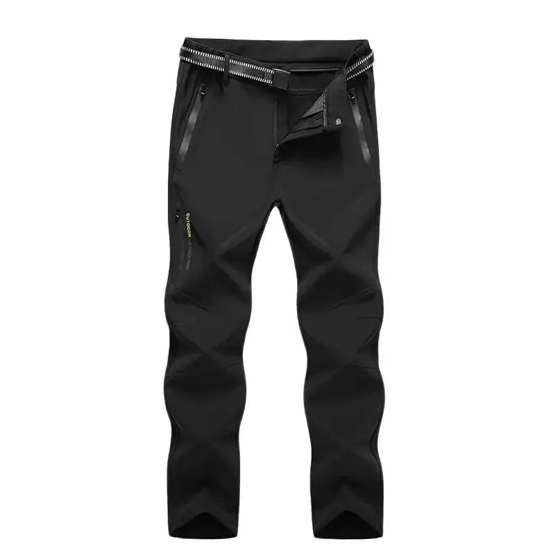 GOPUNE Men's Waterproof Insulated Cold Weather Hiking Winter Snow Ski Softshell Outdoor Pants with Zipper Pockets Thermal Lined Jogger Trousers for Climbing