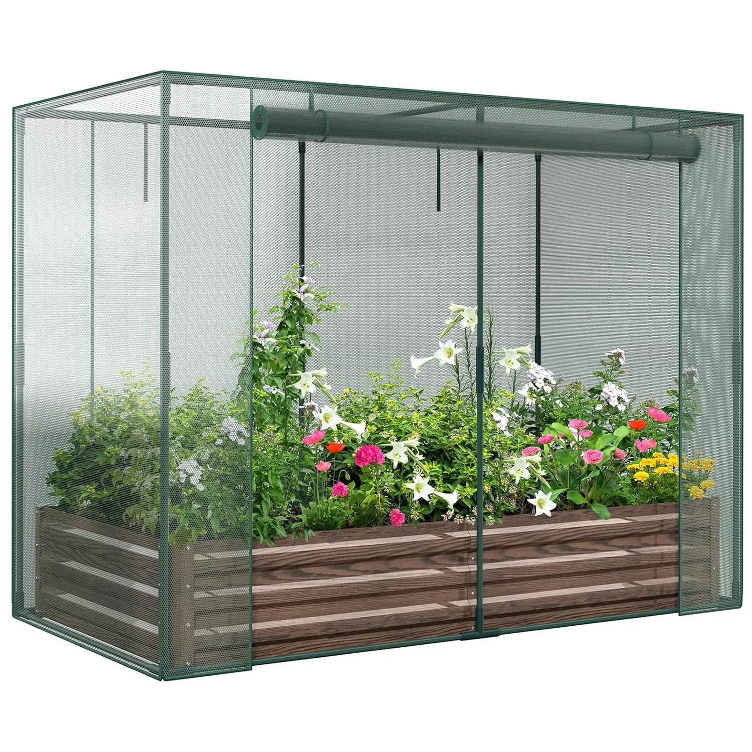 ABORON Raised Garden Bed with Crop Cage, Garden Box Protection for Gardening Vegetables Flowers Herbs Planting,Metal Planter Box Bottomless Planting Vegetables Outdoor