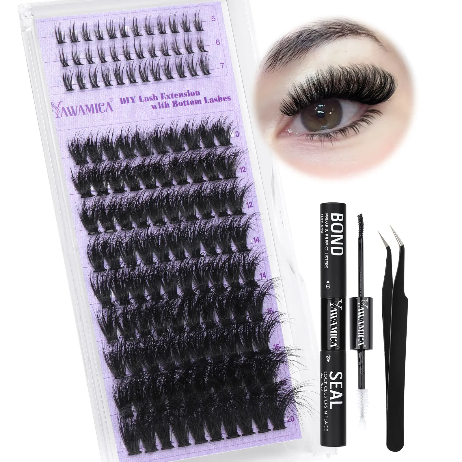 Yawamica Fluffy Lash Clusyers Kit and Bottom Eyelash Clusters