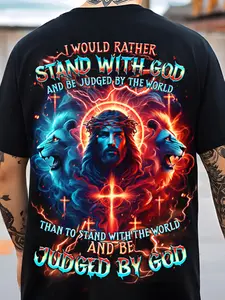 Men'S Christian Faith T-Shirt in Plus Sizes - Y2K Street Style, Featuring God'S Choice Print, Perfect for Church, Casual Outings, And As Christian Gifts - Machine Washable with a Crew Neck And Short Sleeves