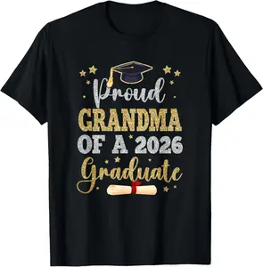 100% Cotton Proud Grandma of A 2026 Graduate Senior Grandma Class of T-Shirt