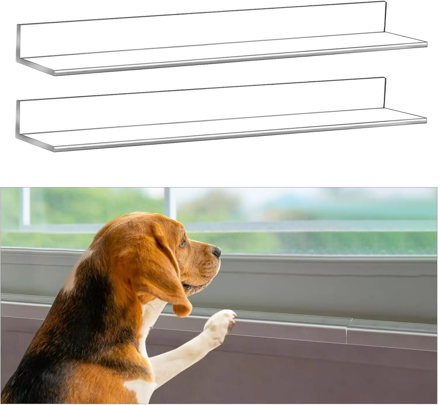2 Pcs 14.75 x 2.5 Inches Clear Window Sill Protector from Dog Cat Scratching Strong Transparent Protection Against Dog Claw Chewing Slobbering Window Sill Cover
