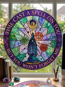 Time Cast A Spell Suncatcher Stained Glass Window, Stevie Nicks Sun Catcher, Music Icon Vintage For Women