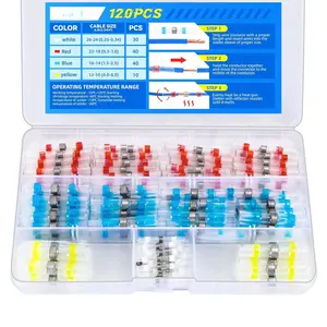 120 count Solder Seal Wire Connectors Kit,  Heat Shrink Wire Connectors, Marine Grade Electrical Wire Terminals, Insulated  Splice for Marine, Automotive, Boat, , RV,  Wiring
