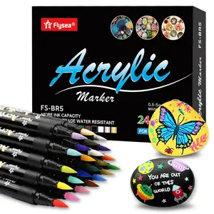 Acrylic Paint Pens,12/24/36Colors,Brush Tip (1-6mm) Acrylic Paint Markers, Fabric Markers for Textile, Canvas, Rock, Glass, Wood, Paper, Pumpkin, DIY Making Art Supplies, Art Marker Set
