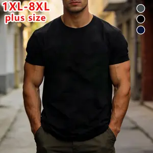 Summer upgraded super-plus size men’s short-sleeve T-shirt — soft, stretchy, comfortable fabric for everyday casual wear and sports; relaxed fit in an ultra-comfortable oversized plus size.