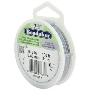 Beadalon 7 Strand Stainless Steel Bead Stringing Wire, 0.018 in / 0.46 mm, Satin Silver, 100 ft / 31 m