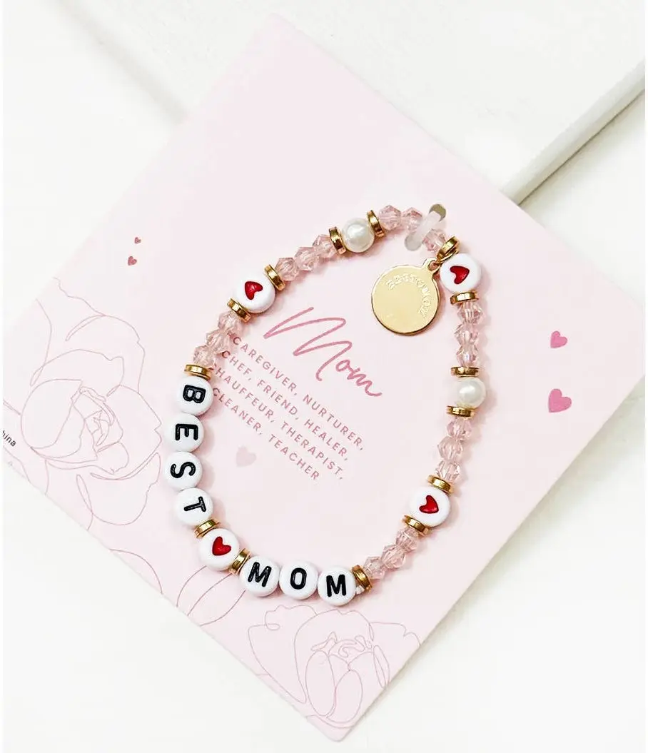 Best Mom Stretch Beaded Bracelet