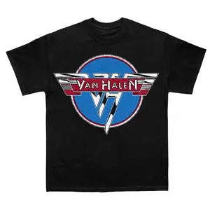 Women's Cotton Crew Neck Van Halen 1984 Concert Graphic T-Shirt, Eddie Van Halen Guitar Print Streetwear Casual Top