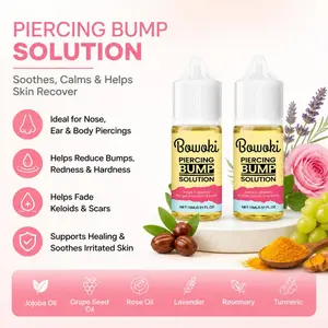 Buy 1 get 1 free Bowoki Piercing Bump Solution - Soothing Essential Oil for Piercing Bumps Keloids & Scars - 15ml*2 Gentle Blend with Rosemary Tea Tree for Nose Ears Body Piercings