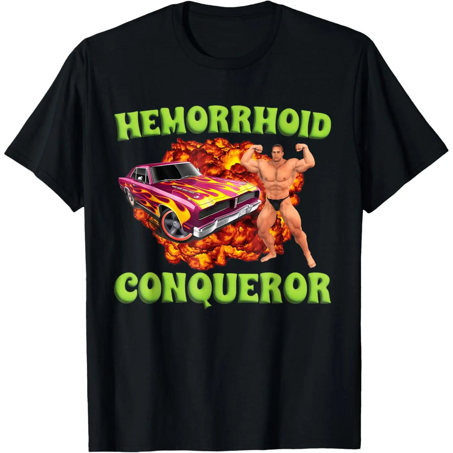 Hemorrhoid Conqueror Funny Oddly Specific Dank Meme T-Shirt Pure Cotton Graphic Tees Menswear Top: Gifts for Men & Women
