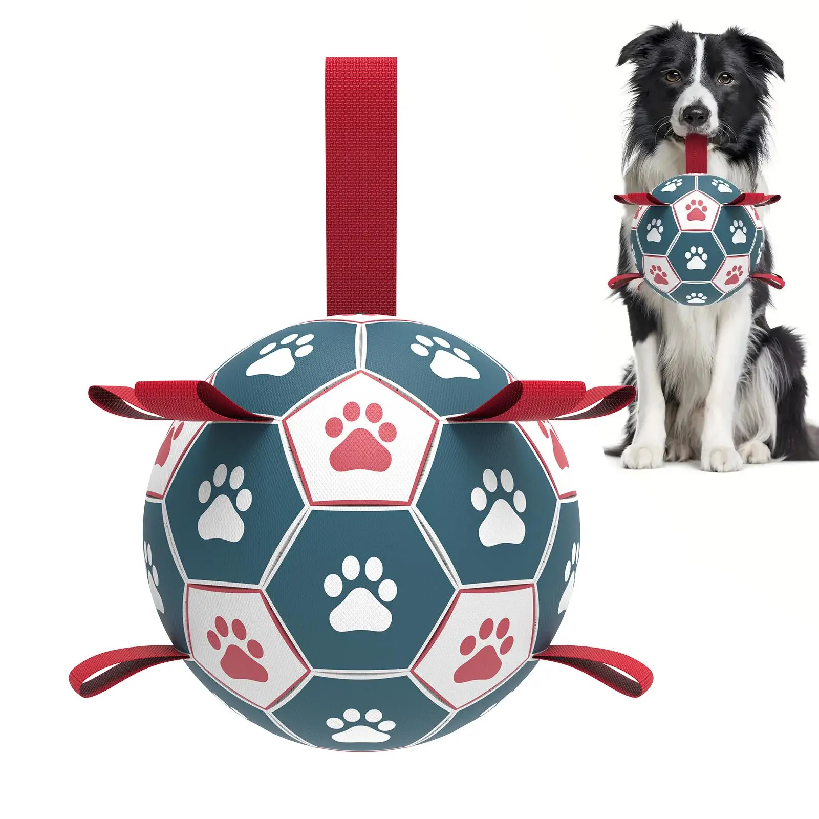 Dog Soccer Ball Toy With Straps, Interactive Dog Toy For Indoor & Outdoor Playing, Waterproof Toy Ball For Small & Medium Dog, Dog Toys