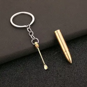 Golden metal bullet keychain with ear scoops - A convenient earwax remover, durable metal pendant, suitable for car keys, backpacks, wallets - A fashionable accessory for both men and women