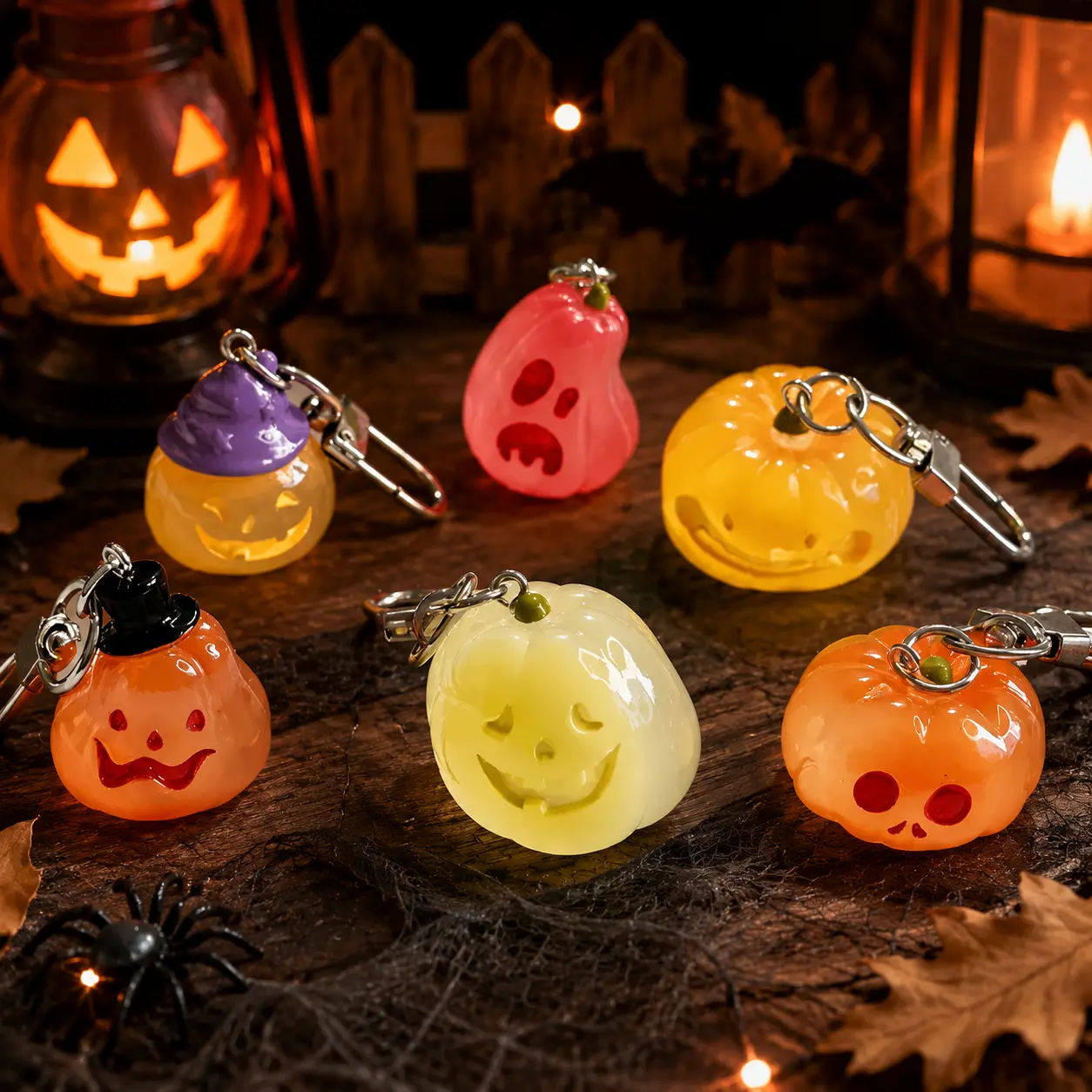 Glow‑in‑Dark Halloween Pumpkin Keychain, Cute Resin Jack‑o'‑lantern Bag Charm, Mini Festival Pendant Accessory for Halloween Gift Exchange