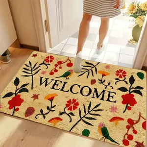Front Door Mat Flower and Bird Welcome Mats Entrance Mat Floor Mat Indoor Rug Doormat for Entrance Patio Porch Floral Area Rug