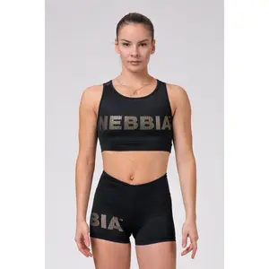 Nebbia Gold Mesh Mini Top 830 - Sleeveless Workout Scoop Neck Short Top Sporty
