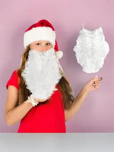 Christmas costume disguise wig beard ear-hook mustache Santa fake beard white big beard