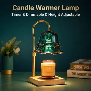 Vintage Green Candle Warmer Lamp, Mother's Day Gift, Lily of the Valley Flower Lamp, Height Adjustable with Timer Summer Vibes