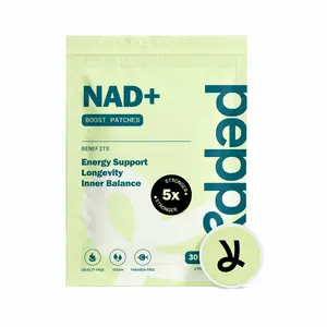 Peppy NAD+ Boost Patches for All-Day Energy & Focus with Caffeine Vitamin B12 Guarana Green Tea Extract Transdermal Delivery 90 Total Patches - Natural, Healthcare