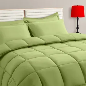 Sage Green King Size Comforter - 7, a Bag Sets with Quilted Warm Fluffy Comforter,Flat Sheet,Sheet,2 Pillow Shams,2 Pillowcases