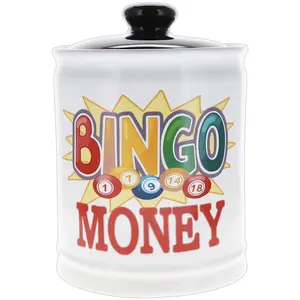 Cottage Creek Ceramic Bingo Money Jar - 6" Piggy Bank for Adults, Home Decor, Bingo Gifts for Women and Men