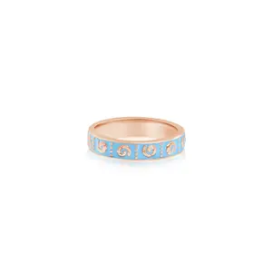Crab Shell Blue Enamel embossed Rose Gold Plated Girl's Rings Earth2Jane