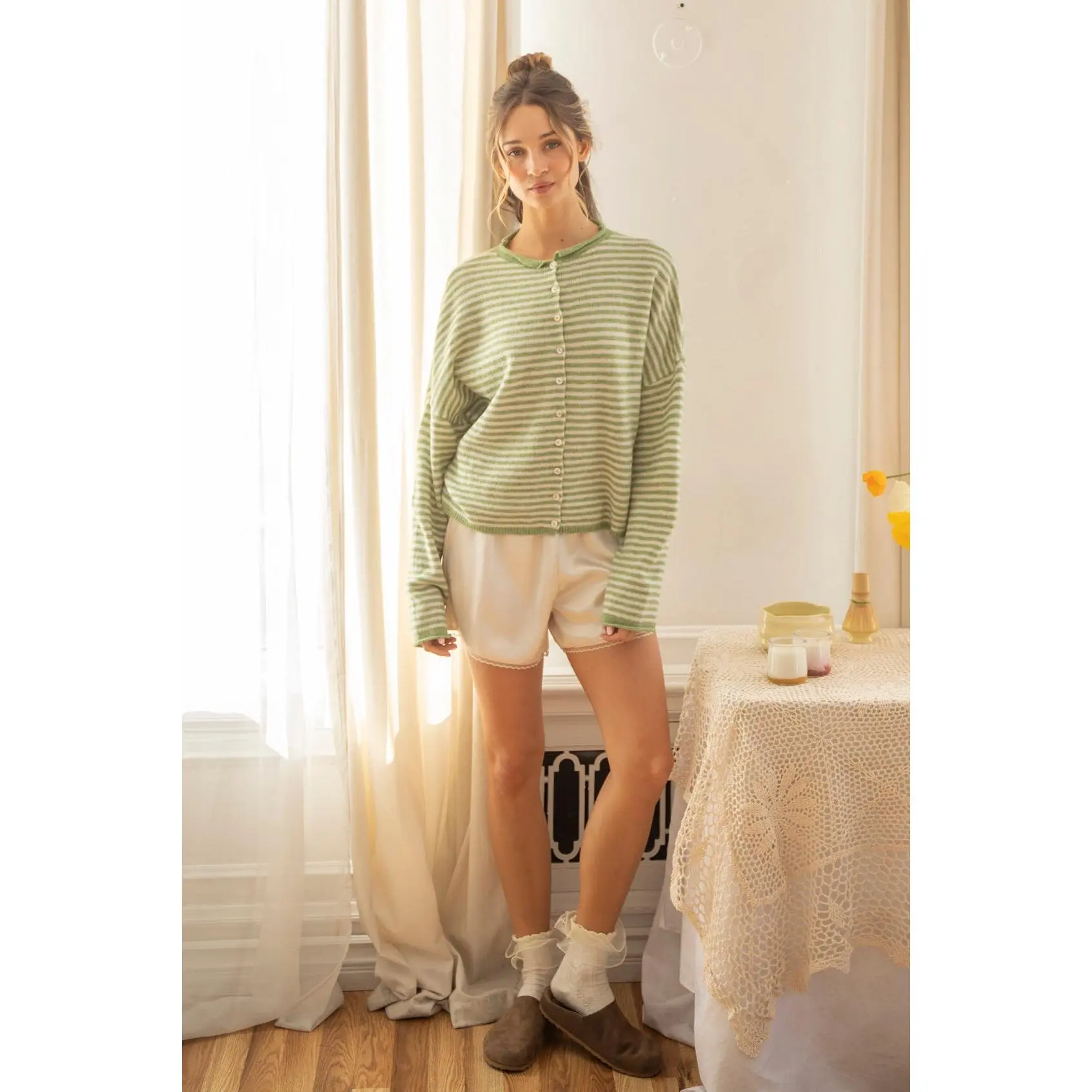 threaded cardigan - TikTok Shop