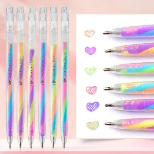 6-Pack Color-Changing Gel Pens Set, Rainbow Highlighter Markers for Coloring Books Drawing Doodling Scrapbooking Notes Artist Illustrations, Versatile Use