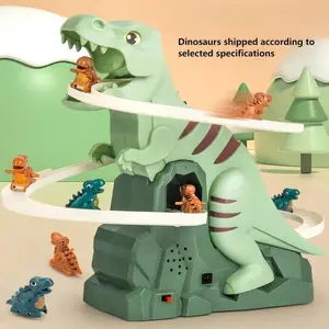 Electric Dinosaur Assembly Slide Toy Car for Boys & Girls Aged 3-6 Fun Educational Birthday Gift Battery Operated with Small Parts Warning Interactive Tracks Enhance Motor Skills