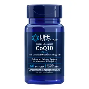 Life Extension Super Ubiquinol CoQ10 with Enhanced Mitochondrial Support™ 100 MG, 60 Softgels Life Extension Super Ubiquinol CoQ10 with Enhanced Mitochondrial Support™ 100 MG, 60 Softgels