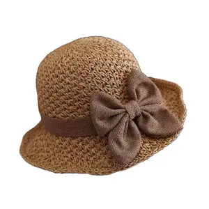 Summer Straw Hat, Multifunctional Vintage Woven Handmade Straw Hat, Foldable And Versatile Sun Protection Hat, With Pleated Bow, Breathable Travel Beach Hat
