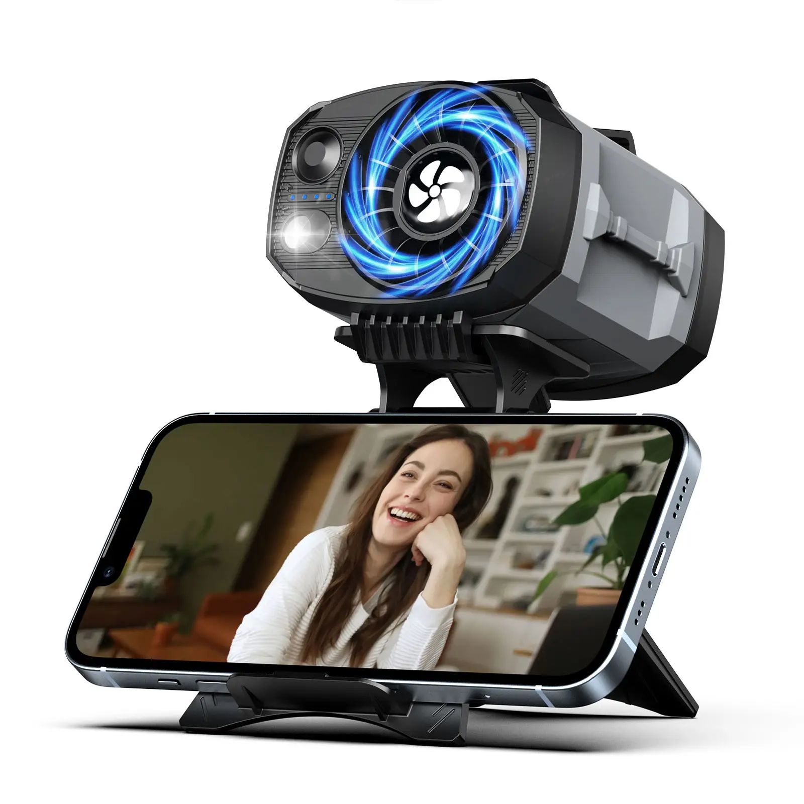 Lentorgi-Portable Fan,Clip Fan Rechargeable With stand,4 Speeds Strong Airflow Small Fan Waist,Weight reduction design,for Travel Camping Outdoor Jobs