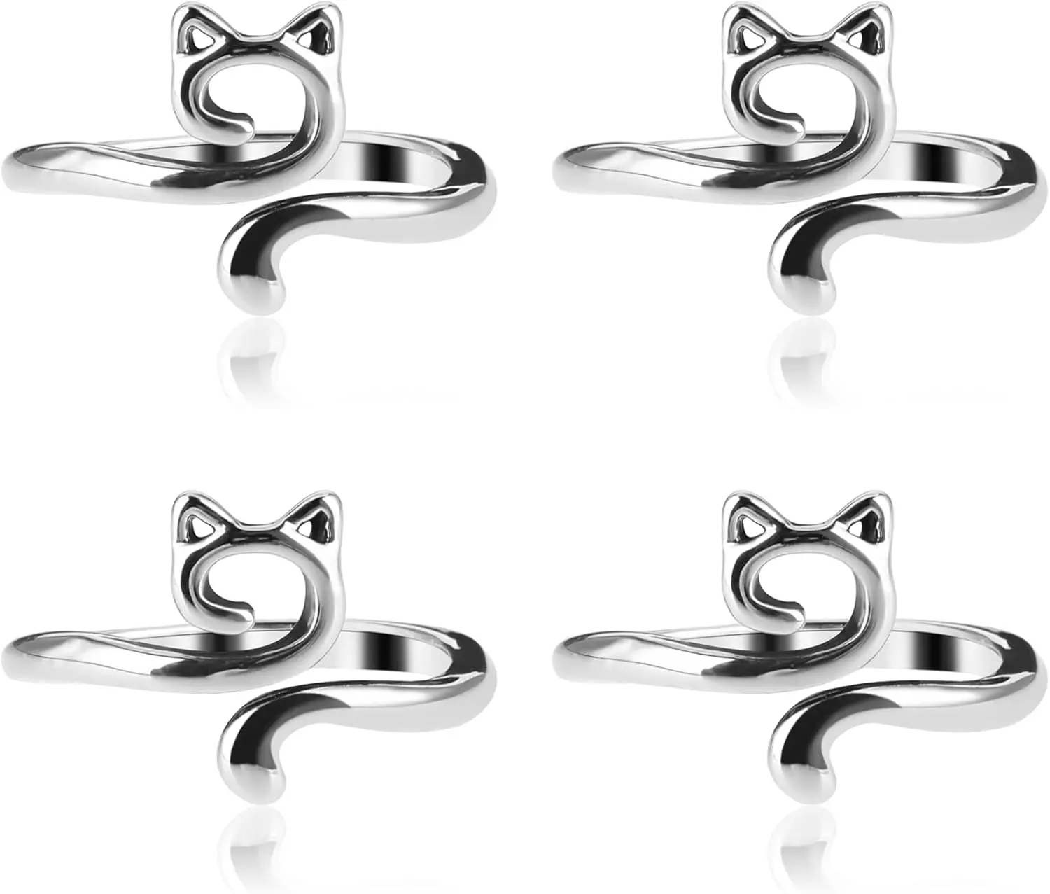 4 count Adjustable Crochet Tension Ring for Finger,  Shape Metal Open Guide Tension Ring for Crocheting, Crochet Loop Rings Braided Faster Knitting Thimbles Supplies For Women Mother -