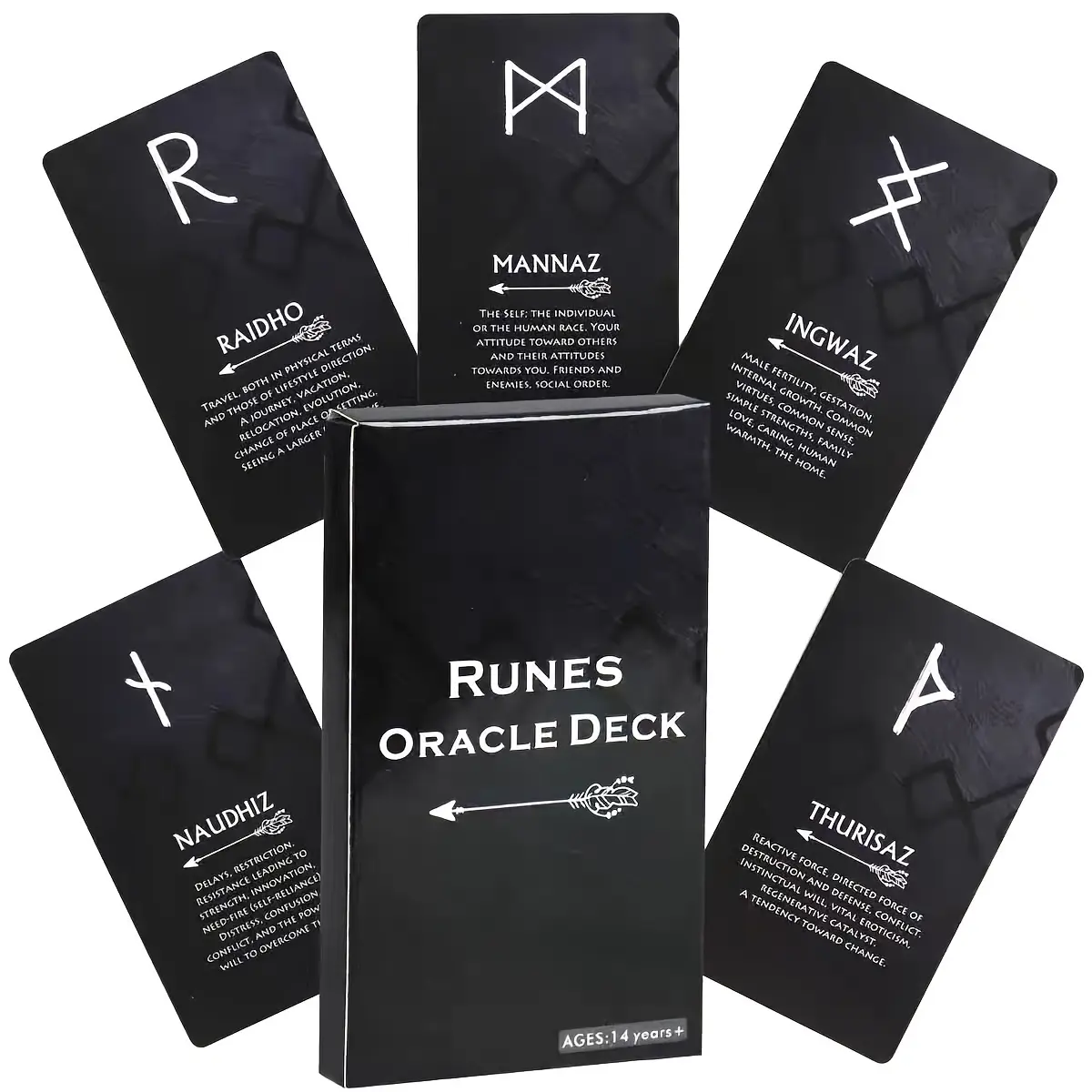 24-Card Rune Oracle Deck, Elder Futhark Runes for Fortune Telling & Divination, Durable Card Stock, Perfect for Parties & Gatherings, Card Games, Card Games for Teens