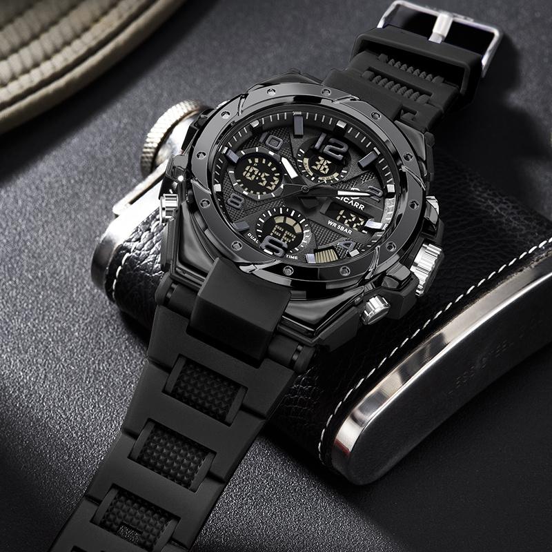 LICARR Men's Quartz Digital Watches Waterproof Alarm Luminous