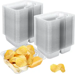 200 Pack 12oz Plastic Nacho Trays, 6x5 Inches 2 Compartments Disposable Snack Tray with Chip and Dip Holder, Clear Nacho Containers for Concession Stands