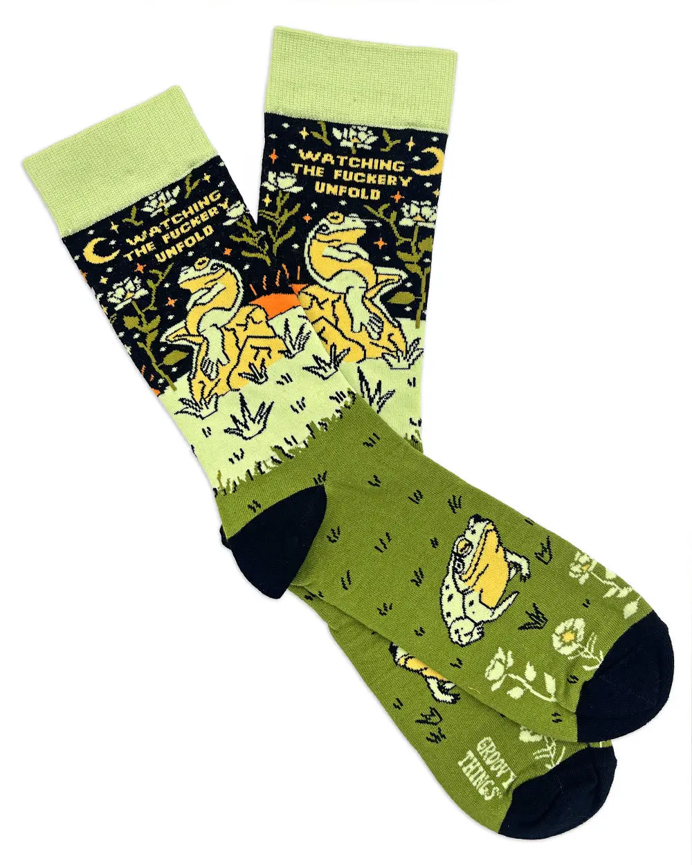 Watching The Fuckery Unfold Frog Socks