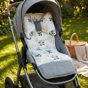 Baby Stroller Cushion, Cartoon Animal Soft Car Seat Cushion Washable Infant Stroller Insert with Pillow
