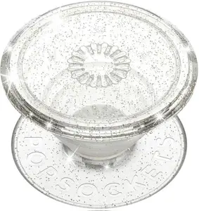 PopSockets Translucent Phone Grip with Expanding Kickstand, PopSockets for Phone, Adhesive Grip, Translucent PopGrip - Clear Glitter Silver