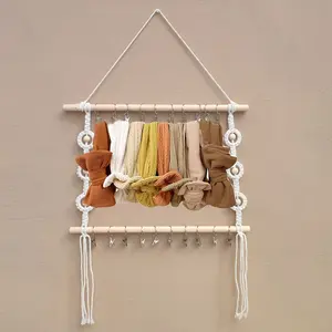 1PC Nordic Handwoven Bohemian Tassel Children's Hairpin Display Shelf Decorative Wall Hanging Ornament Home Decor