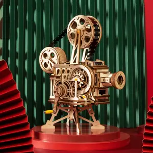 ROKR Vitascope Vintage Film Projector 3D Wooden Puzzle LK601, 3D Puzzle for Adults - DIY Wooden Model Kit for Building Handheld Film Mechanical Gear, Birthday Gift