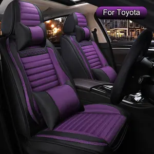 Car Seat Covers Full Set Linen,  Fit for Toyota Hybrid RAV4, Camry, Corolla, 4Runner, Prius, C-HR, Avalon, Crown, Universal Back Front Seat Covers, Airbag Compatible, Split Bench Rear Seat