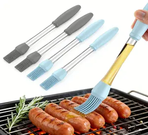 4PCS Silicone Basting Brush Set,Oil Dispenser Handle, BBQ Grill Brush for Cooking Baking Pastry, Heat Resistant Kitchen Tool, Transparent Handle, Food Brush Set