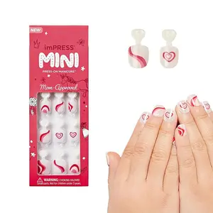 KISS imPRESS No Glue Mani Press On Nails, Mini Press-On Manicure for Kids, 'Dream Big', Pink, Kids Size, Squoval Shape, Includes 20 Fake Nails with Removable Application Tabs, 1 Mini File